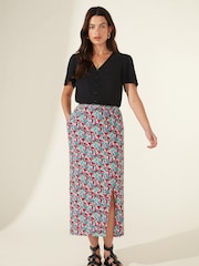 Ro&Zo Purple Print Shirred Waist Skirt - Image 3 of 4