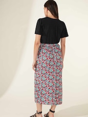 Ro&Zo Purple Print Shirred Waist Skirt - Image 4 of 4