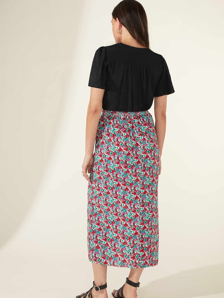 Ro&Zo Purple Print Shirred Waist Skirt - Image 4 of 4 Ro&Zo Purple Print Shirred Waist Skirt - Image 4 of 4
