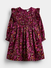 JoJo Maman Bébé Burgundry Red Floral Pretty Floral Frill Dress - Image 1 of 4