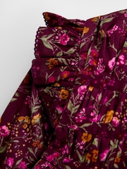 JoJo Maman Bébé Burgundry Red Floral Pretty Floral Frill Dress - Image 3 of 4