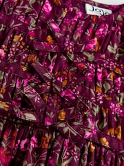 JoJo Maman Bébé Burgundry Red Floral Pretty Floral Frill Dress - Image 4 of 4