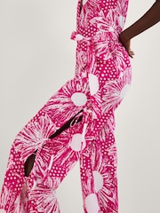 Monsoon Pink Nava Mixed Print Tie Leg Jumpsuit - Image 4 of 6