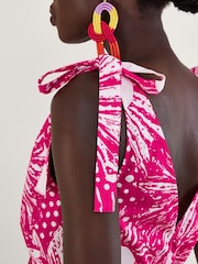 Monsoon Pink Nava Mixed Print Tie Leg Jumpsuit - Image 5 of 6