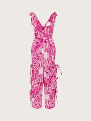 Monsoon Pink Nava Mixed Print Tie Leg Jumpsuit - Image 6 of 6
