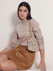 Gold Sequin Mini Skirt - Image 1 of 5