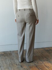 Neutral Rochelle Humes Tailored Herringbone Wide Leg Trousers - Image 3 of 6