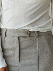 Neutral Rochelle Humes Tailored Herringbone Wide Leg Trousers - Image 4 of 6