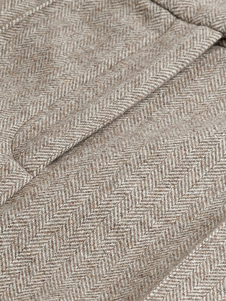 Neutral Rochelle Humes Tailored Herringbone Wide Leg Trousers - Image 6 of 6