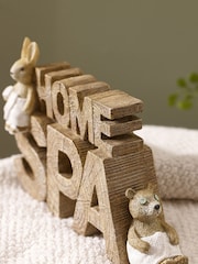 Natural Bertie Bear and Rosie Rabbit Ornaments Spa Word Block - Image 2 of 3