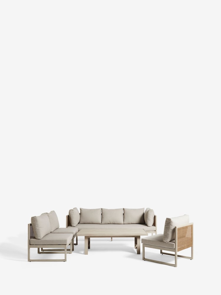 Natural Abel Rattan Garden Modular Sofa and Table Lounge Set - Image 9 of 9