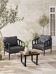 Black Sorrento Garden 3 Piece Chairs and Table Bistro Set - Image 1 of 6