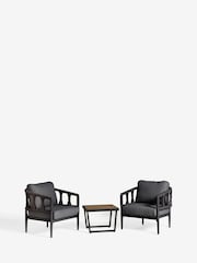Black Sorrento Garden 3 Piece Chairs and Table Bistro Set - Image 2 of 6