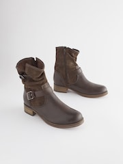 Brown Standard/Wide Fit Forever Comfort® Leather Slouch Ankle Boots - Image 1 of 5