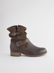 Brown Standard/Wide Fit Forever Comfort® Leather Slouch Ankle Boots - Image 2 of 5