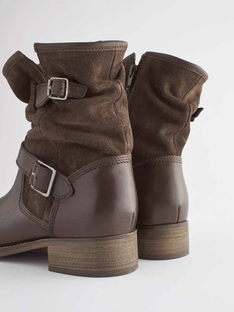 Brown Standard/Wide Fit Forever Comfort® Leather Slouch Ankle Boots - Image 3 of 5