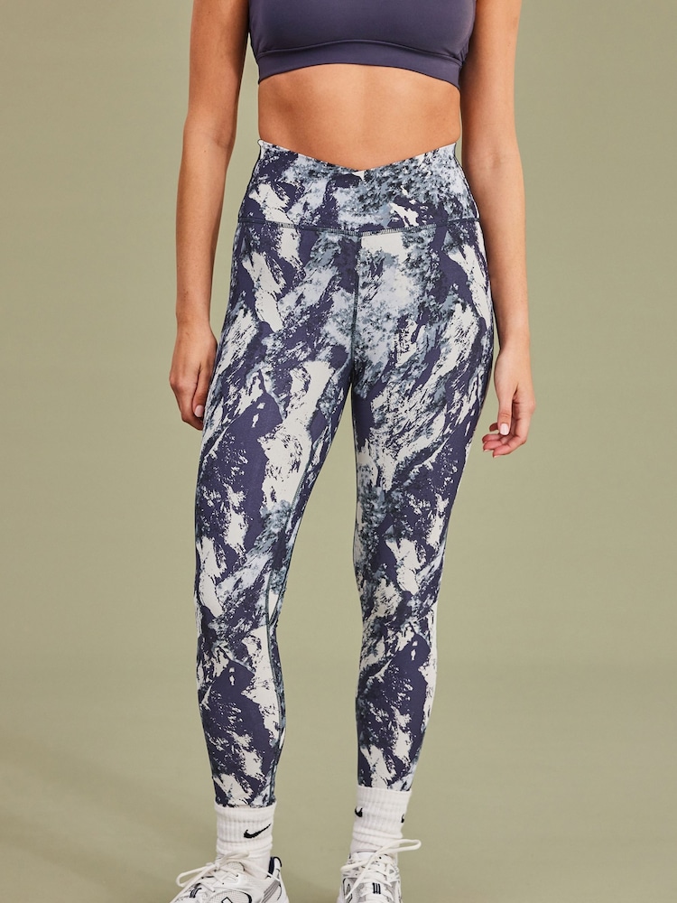 Grey/Neutral Mountain Print Active Wrap Waist Leggings - Image 2 of 5