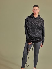 Black/Grey Animal Oversized Relaxed Fit Active Longline Overhead Hoodie - Image 2 of 7