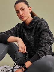 Black/Grey Animal Oversized Relaxed Fit Active Longline Overhead Hoodie - Image 3 of 7