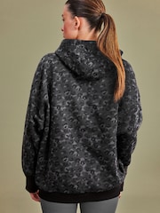 Black/Grey Animal Oversized Relaxed Fit Active Longline Overhead Hoodie - Image 4 of 7