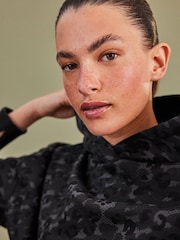 Black/Grey Animal Oversized Relaxed Fit Active Longline Overhead Hoodie - Image 5 of 7