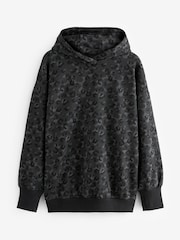 Black/Grey Animal Oversized Relaxed Fit Active Longline Overhead Hoodie - Image 6 of 7