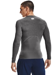 Under Armour Grey HeatGear Fitted Long Sleeve Base Layer T-Shirt - Image 2 of 6