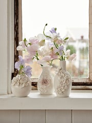 Shabby Chic Set of 3 White Bud Vases - Image 1 of 4