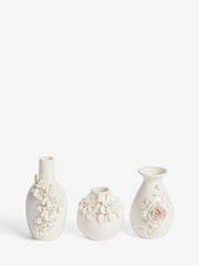 Shabby Chic Set of 3 White Bud Vases - Image 3 of 4