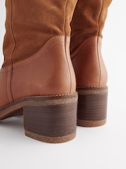 Tan Brown Signature Leather Forever Comfort® Faux Fur Knee High Boots - Image 4 of 6