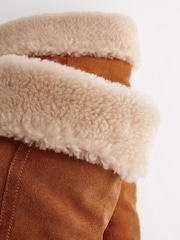 Tan Brown Signature Leather Forever Comfort® Faux Fur Knee High Boots - Image 5 of 6