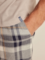 Neutral/Grey 100% Cotton Brushed Check Short Pyjamas Set - Image 3 of 7