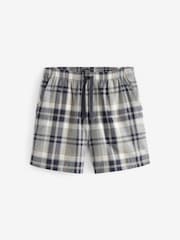 Neutral/Grey 100% Cotton Brushed Check Short Pyjamas Set - Image 6 of 7