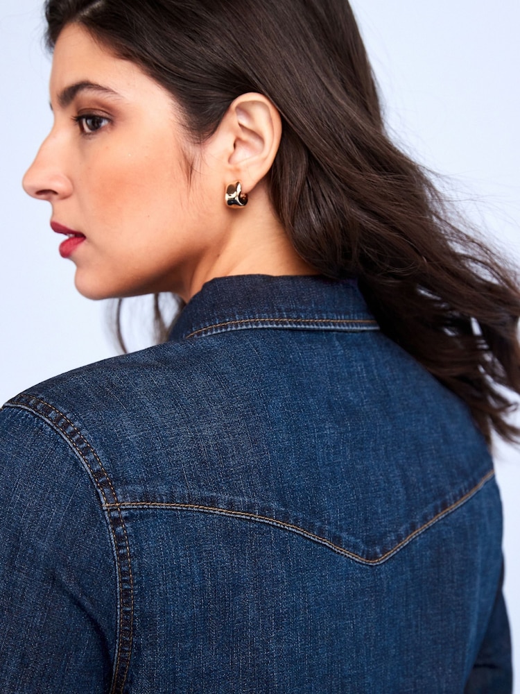 bleu foncé - Chemise ajustée en jean western - Image 4 of 6