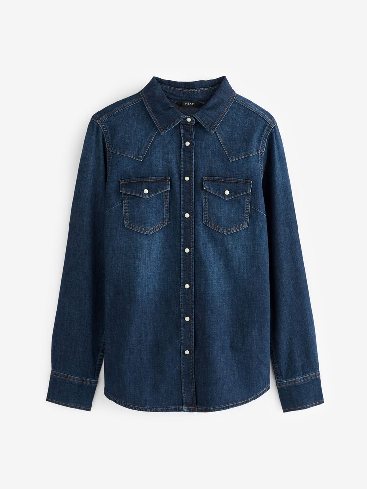 bleu foncé - Chemise ajustée en jean western - Image 5 of 6