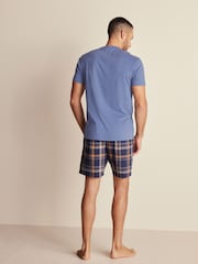 Blue/Navy Check Lightweight Short Pyjamas Set - Image 3 of 9
