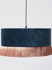 Oliver Bonas Dark Blue Large Ero Velvet Pendant Lamp Shade - Image 2 of 4