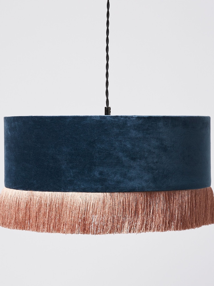 Oliver Bonas Dark Blue Large Ero Velvet Pendant Lamp Shade - Image 2 of 4 Oliver Bonas Dark Blue Large Ero Velvet Pendant Lamp Shade - Image 2 of 4