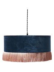 Oliver Bonas Dark Blue Large Ero Velvet Pendant Lamp Shade - Image 3 of 4
