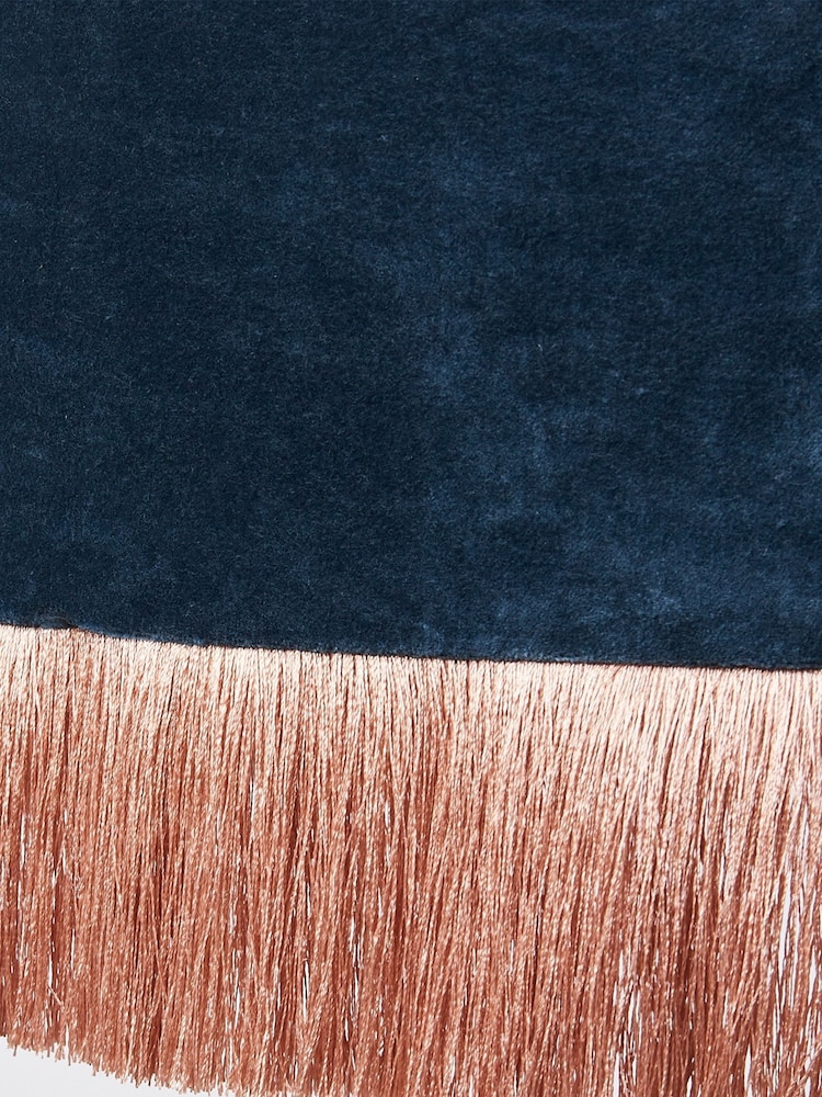Oliver Bonas Dark Blue Large Ero Velvet Pendant Lamp Shade - Image 4 of 4