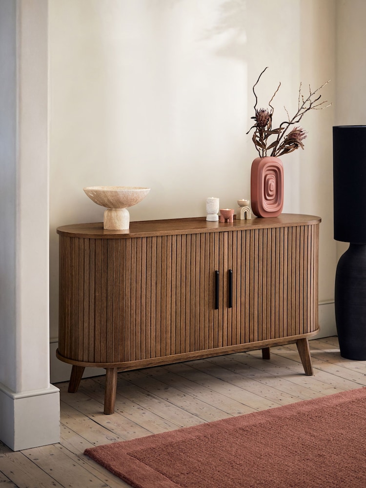 Dark Natural Hyde Tambour Door Sideboard - Image 1 of 9