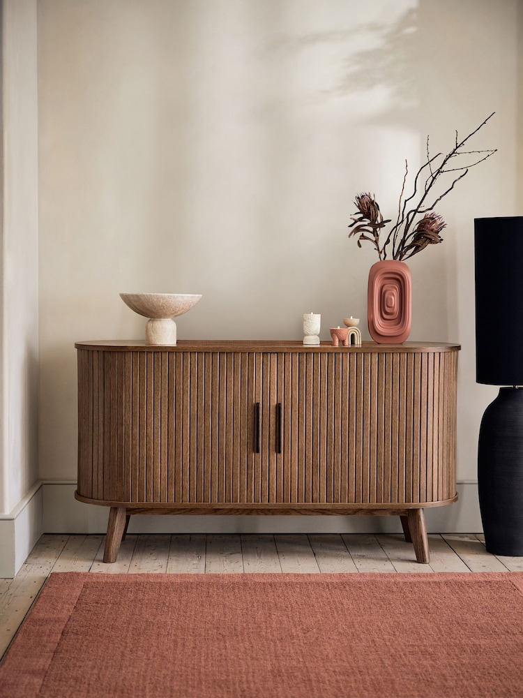 Dark Natural Hyde Tambour Door Sideboard - Image 2 of 9