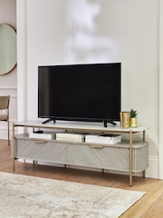 Light Grey Valencia Mango Wood Up to 65 inch, Floating Top TV Unit - Image 1 of 10