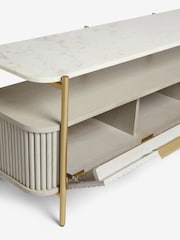 Light Grey Valencia Mango Wood Up to 65 inch, Floating Top TV Unit - Image 3 of 10