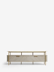 Light Grey Valencia Mango Wood Up to 65 inch, Floating Top TV Unit - Image 6 of 10