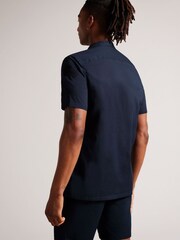 Ted Baker Blue Ranney Short Sleeve Embroidered Panel Shirt - Image 3 of 4