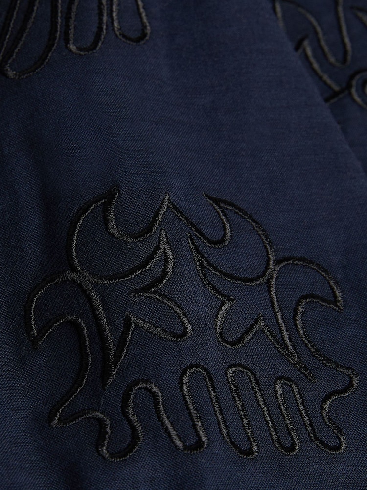 Ted Baker Blue Ranney Short Sleeve Embroidered Panel Shirt - Image 4 of 4 Ted Baker Blue Ranney Short Sleeve Embroidered Panel Shirt - Image 4 of 4