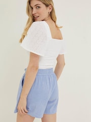 FatFace Blue Textured Spot Flippy Shorts - Image 2 of 5