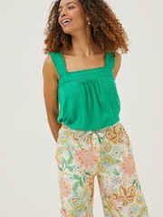 FatFace Green Embroidered Viv Cami - Image 1 of 5