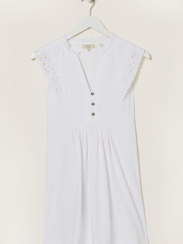 FatFace White Embroidered Jessica Tunic Top - Image 1 of 6 FatFace White Embroidered Jessica Tunic Top - Image 1 of 6